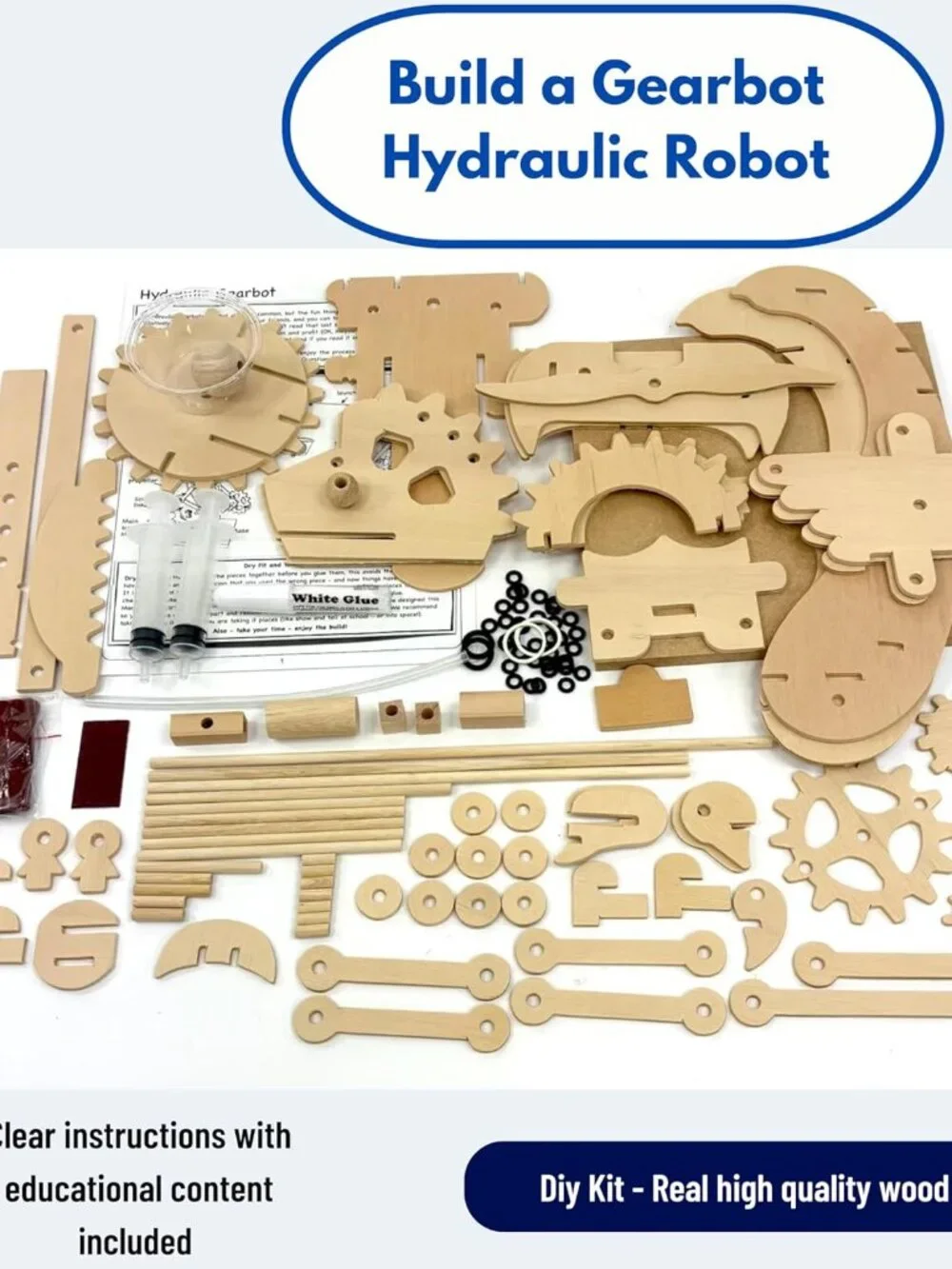 New Pathfinders STEM Kit Hydraulic Gearbot Wooden Building Catapult DIY HYDRAULI